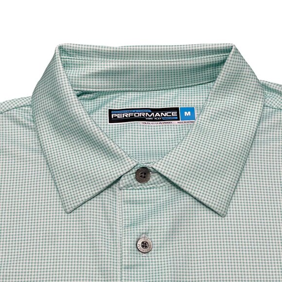Roundtree & Yorke Men's Green Microgingham Polo Size Medium - Picture 3 of 4